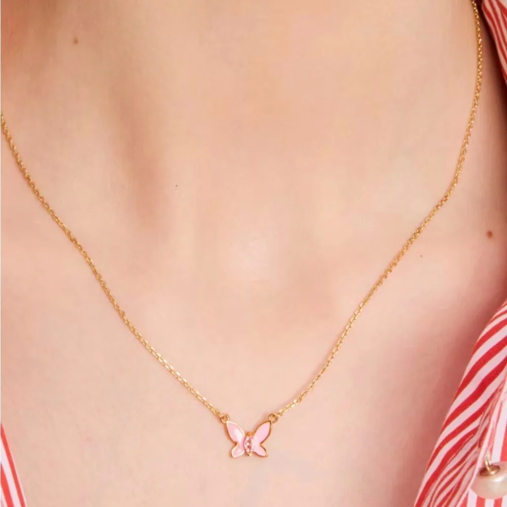 Kate Spade Gold and Pink Socia Butterfly Necklace